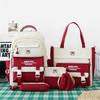 5Pcs  Student Backpack Set The Start of School Season Korean Fashion Junior High School Backpacks Large Capacity Two-piece Bags Set