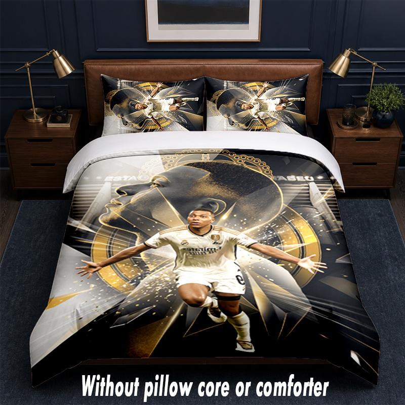 Kylian Mbappe Design Bed Bedding Set 1 Duvet Cover + 2 Pillowcases Soft Breathable Household Bed Linens