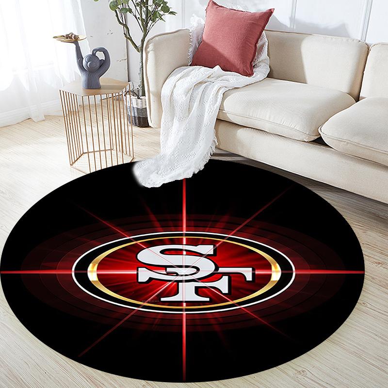 San Francisco 49ers Round Area Rug,Carpet Rug for Living Room Bedroom Sofa Playroom Decor,Non-slip Floor Mat