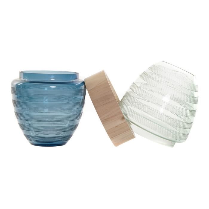 Vase - DKD Home Decor - Moderne - Bleu Menthe - Bois - Verre - 21x21x43 Cm