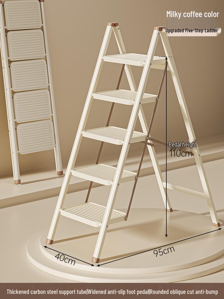 Telescopic A-Frame Folding Ladder - Indoor Multifunctional Ladder Stool with 3 or 4 Steps for Housewarming or Climbing Needs.