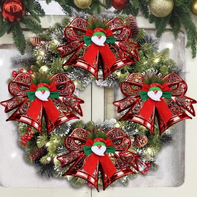 Adorno Navideño en Forma de Lazo Lazo de Plástico con Campana Decoración Colgante para Árbol de Navidad para Decoración de Fiesta de Árbol de Vacaciones