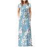 Women Fashion  Gradient Print Short Sleeve Spaghetti Maxi Dress