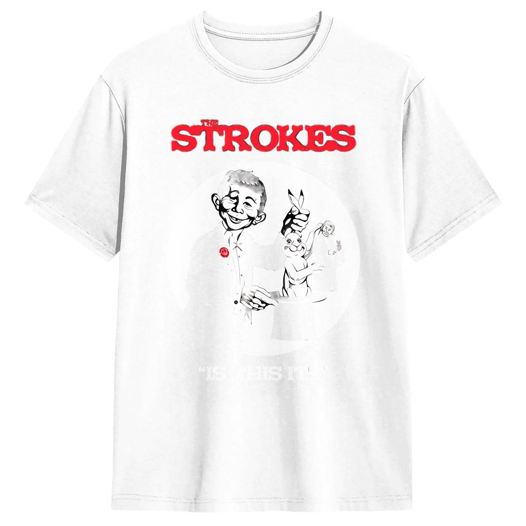 The Strokes Band T-Shirt Strand Reines Baumwoll-T-Shirts Für Herren Hip Hop Bedrucktes T-Shirt Kurze Ärmel Y2K Basic Top T-Shirts