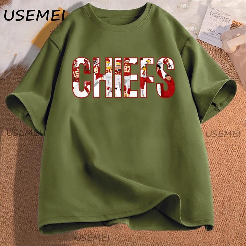 

KC Chiefs Kansas City Football T Shirt Men Women Chiefs Tshirt Unisex Cotton Short Sleeve Retro Style Tee Shirt Woman Clothing 4XL