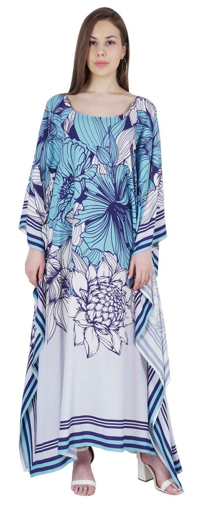 Moomaya Long Kaftan Maxi Dress For Women  s Kimono Sleeves Beachwear Cover Up Plus Size