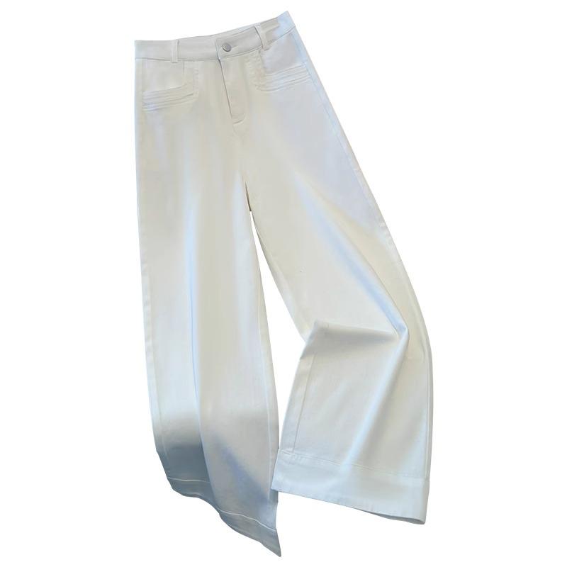 Damen Weiße Weitbeinige High-Waist Cropped Jeans - Schlankmachend & Beliebt für Frühling 2025