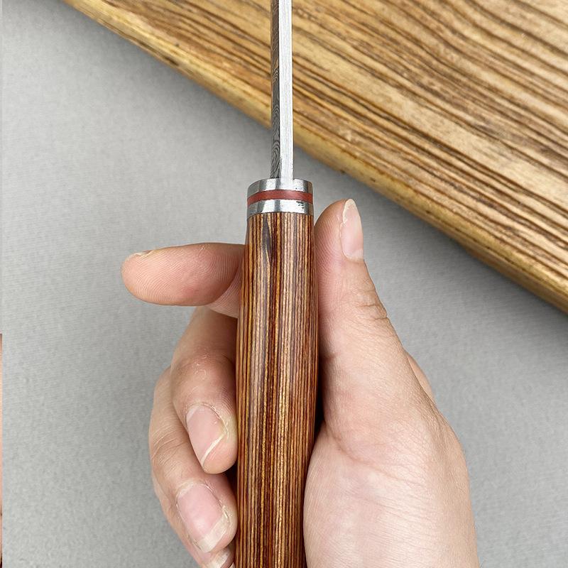 Kitchen Boning Knife Damascus Pattern Utility Knife Stainless Steel Barbecue Fishing Meat Cutting Tools with Sheath