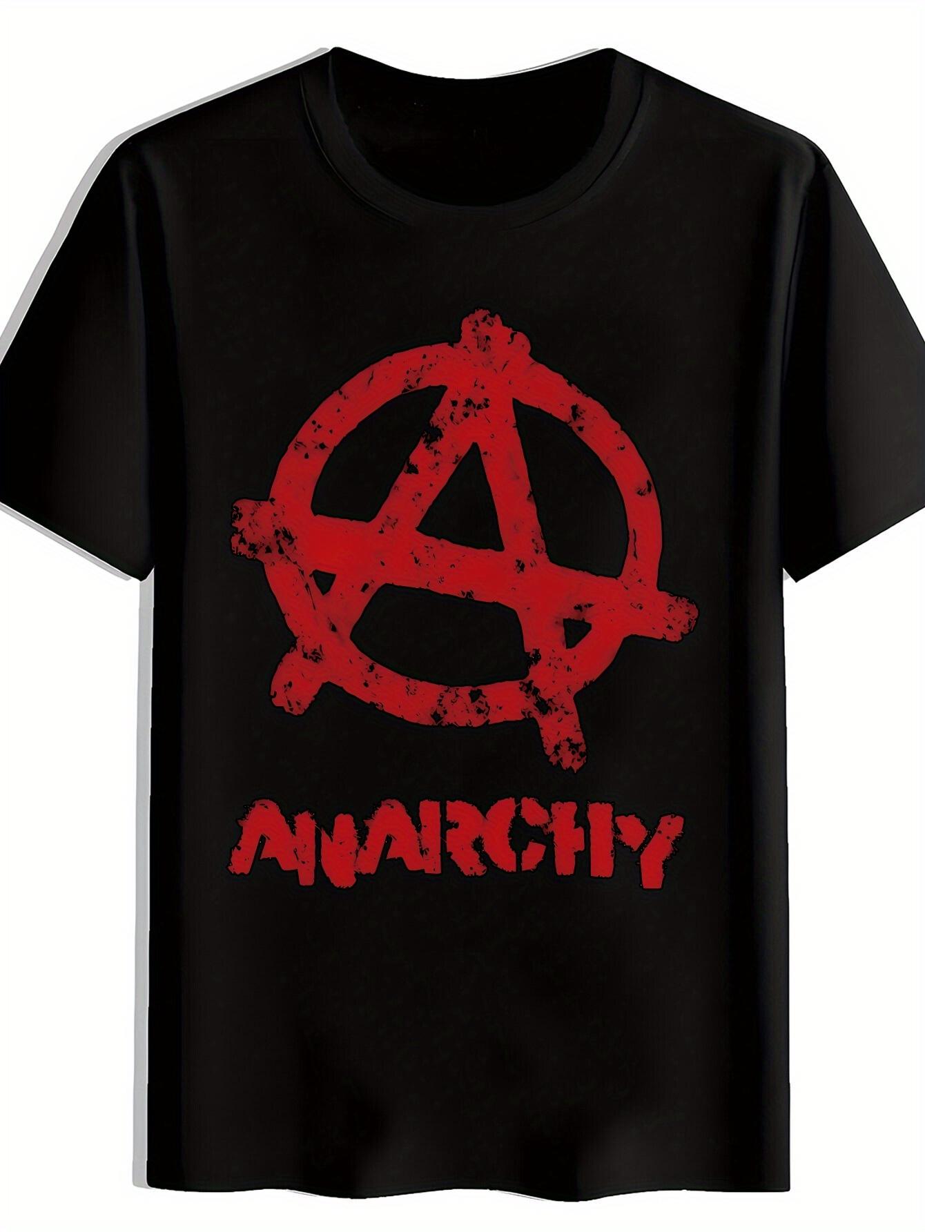 

Black T-shirt with Red Anarchy Graphic - Vintage Rock Band Design XXXXL