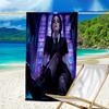 proof beach towel with a Wednesday Addams4 pattern - soft,absorbent,quick-drying,machine washable - perfect for swimming,camping,bathing