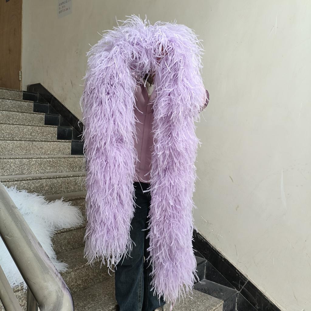 DIY 1 3 6 10 20Ply Natural Ostrich Feathers Boa 2 Meter Fluffy Ostrich feather Shawl for Wedding Party Dress Sewing Decoration Scarf