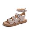 Girls Shiny Rhinestone Princess Sandals Children Sequined Gladiator Sandals Fashion Kids Summer Beach Shoes Anti-Slippery