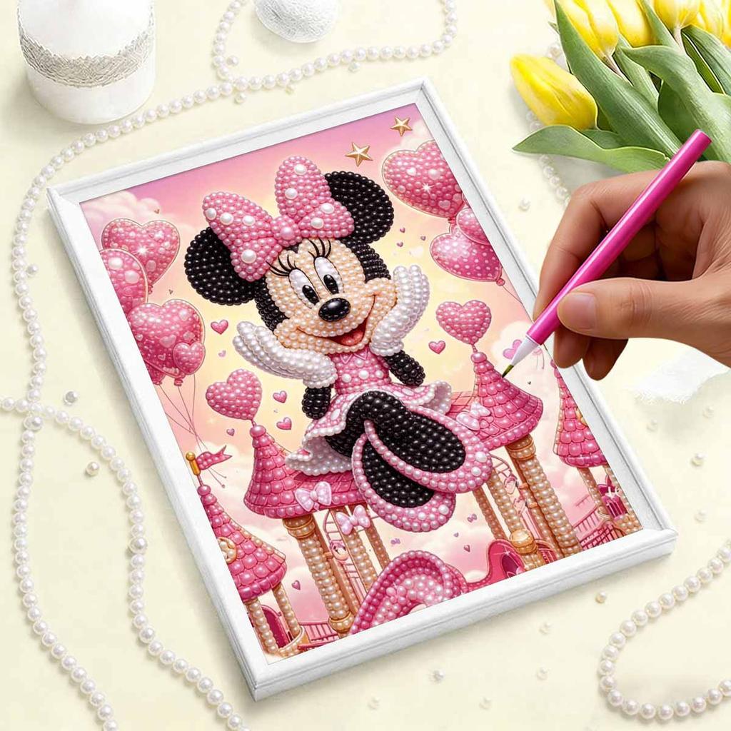 Disney Pearl Painting Minnie Castle Art Set These Handmade Pearl Art Paintings for Wall Decoration Make Wonderful Gifts for Home or Office Decoration