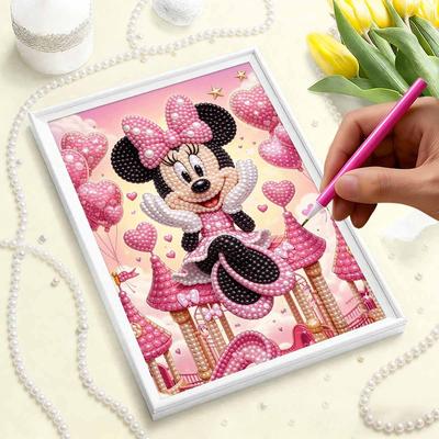 Conjunto de Arte Castelo da Minnie com Pintura de Pérolas Estas Pinturas de Arte de Pérolas Feitas à Mão para Decoração de Parede Tornam Presentes Maravilhosos para Decoração de Casa ou Escritório
