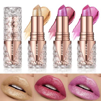 Shiny Lipstick Nourish Silky Fine Glitter Pearlescent Lipstick Texture Lightweight Long-lasting Waterproof  Lipstick Lip Make Up for Woman