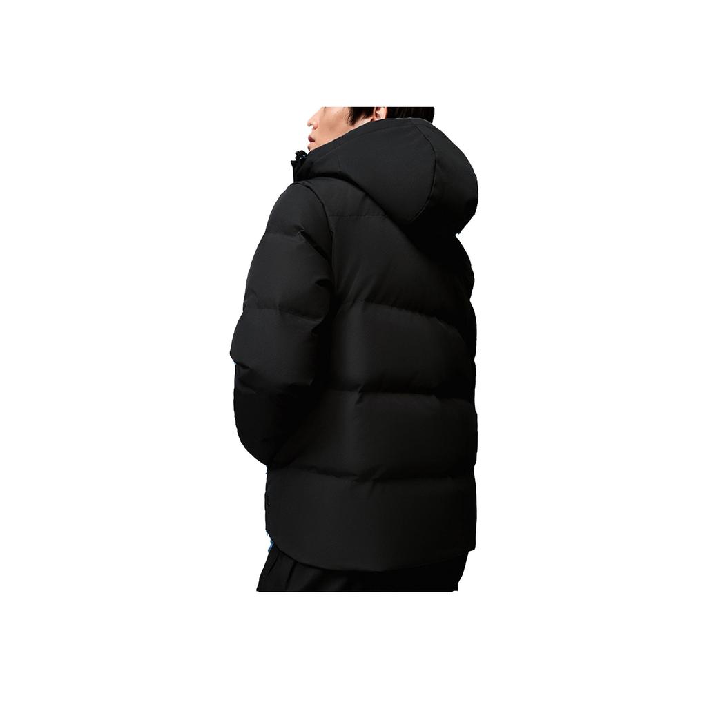 Anta Champion Sportswear Series Solid Color Waterproof Down Jacket with Detachable Hood Men Outerwear Black 152250906-2