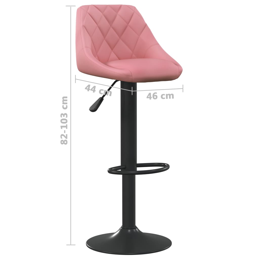 Bar Stool Set of 2 Pink Velvet