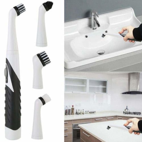 Electric Cleaning Brush with 5 Multi-Function Brushes, Easy Assembly, Battery-Operated, Shoe Brush, Ideal for Cleaning Bathtubs, Kitchens, Windows, an