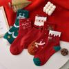 5Pairs Cartoon Christmas Socks Snowman Santa Claus Tube Sock High Ankle Socks Mid-calf Socks  Girl