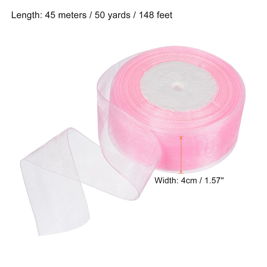 Sheer Organza Ribbon Chiffon Decoration Fabric for Gift Wrapping Crafts Wedding Bouquet 1-37/64 Inch 50 Yard 1 Roll