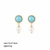 Ladies Blue Blue Turquoise Freshwater Pearl Copper Earring French Style Elegant Vintage Low MOQ In Stock Jewelry for Women Daily