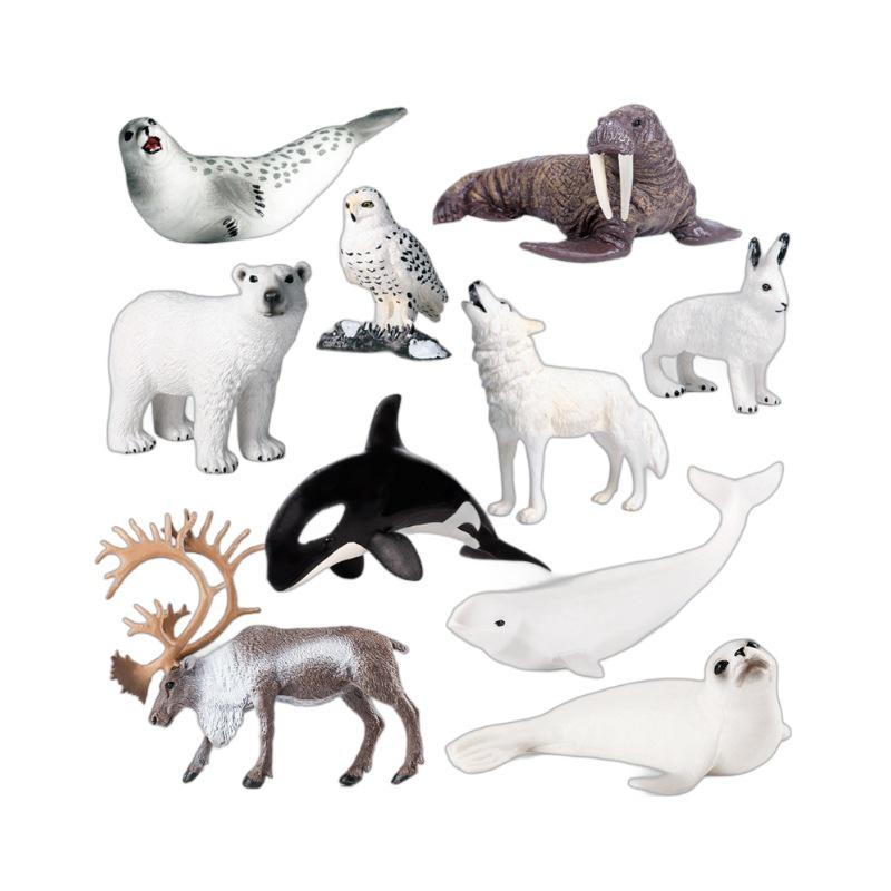 Kids' Arctic Animal Model Set: Polar Bear, Arctic Hare, Reindeer & Beluga Whale