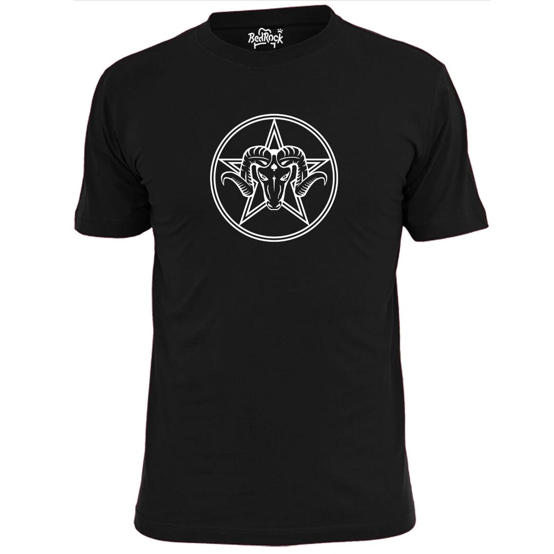 Mens Goat Head In Circle Heavy Metal T shirt Metallica Megadeth Maiden Pagan 4XL