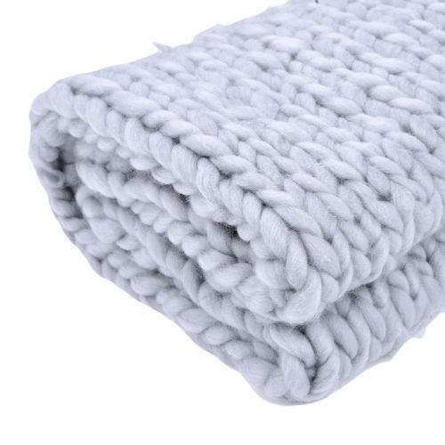 

Warm Chunky Handmande Knitted Blanket Thick Yarn Merino Knit Throw Bed Sofa 100x80CM серый
