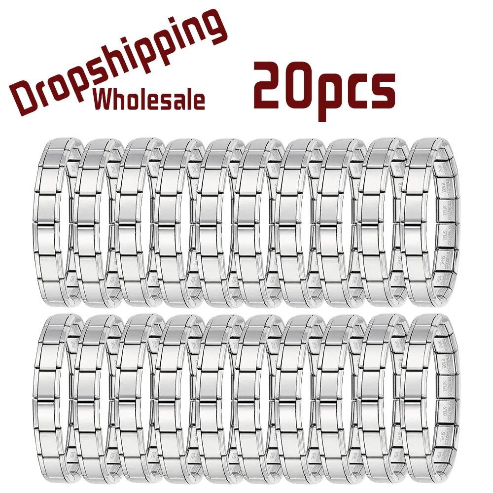 20pcs charms italian Stainless Steel 9mm Colorful Style Elastic Bracelet for Woman Men DIY Making Gift