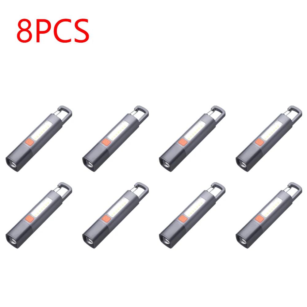 1-10Pcs Outdoor Flashlights Portable Strong Light Variable Focus with Floodlight Side Lights Long Range Torch USB Rechargeable