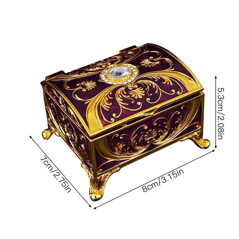 European Style Mini Jewelry Storage Box Necklace Organizer Inlaid Gem Alloy Bracelet Storage Jar Dresser Display Couple Gifts