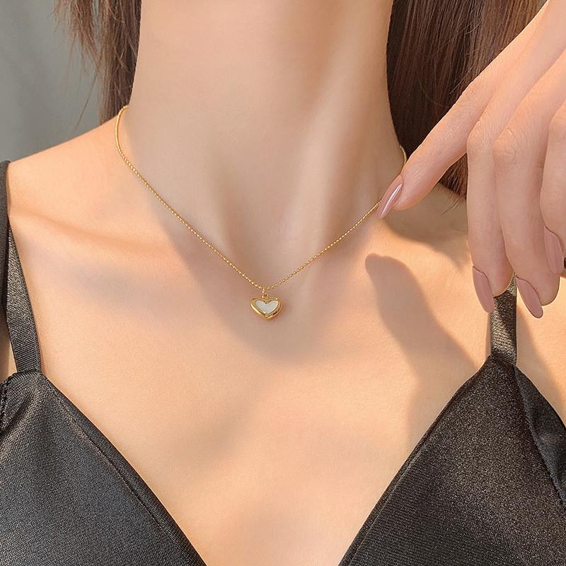 Delicate White Heart Earring Necklaces For Women Fashion Set Jewelry Lovers Gift