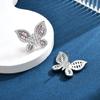 Pink diamond full set butterfly stud earrings dream shining insect design earrings niche gentle girl heart versatile earrings