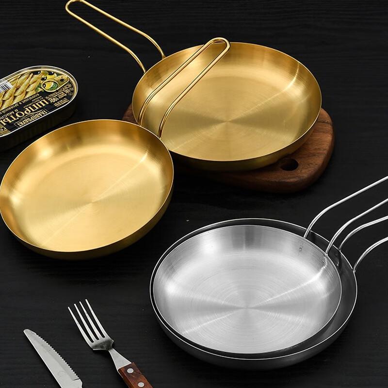 Stainless Steel Commercial Snack & Steak Plate with Handle