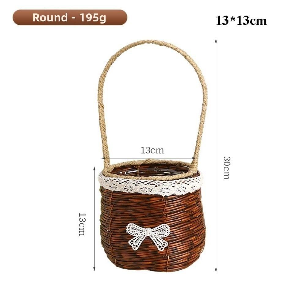 with Handle Imitation Rattan Handhold Handwoven Household Weaving Flower Basket 3 Styles Braid Storage Baskets