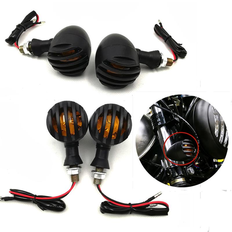 2/4 PCS Motorcycle Plastic Retro Grill Bullet Flasher Amber Turn Signal Indicator Light Lamp For Kawasaki Harley Honda Suzuki