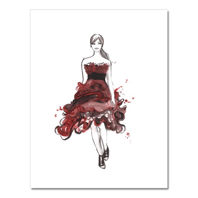 Sewing Print Fashion Wall Art Picture Room Wall Decor , Vintage Fashion Sewing Machine Poster Model Mannequin Canvas Painting No Frame
