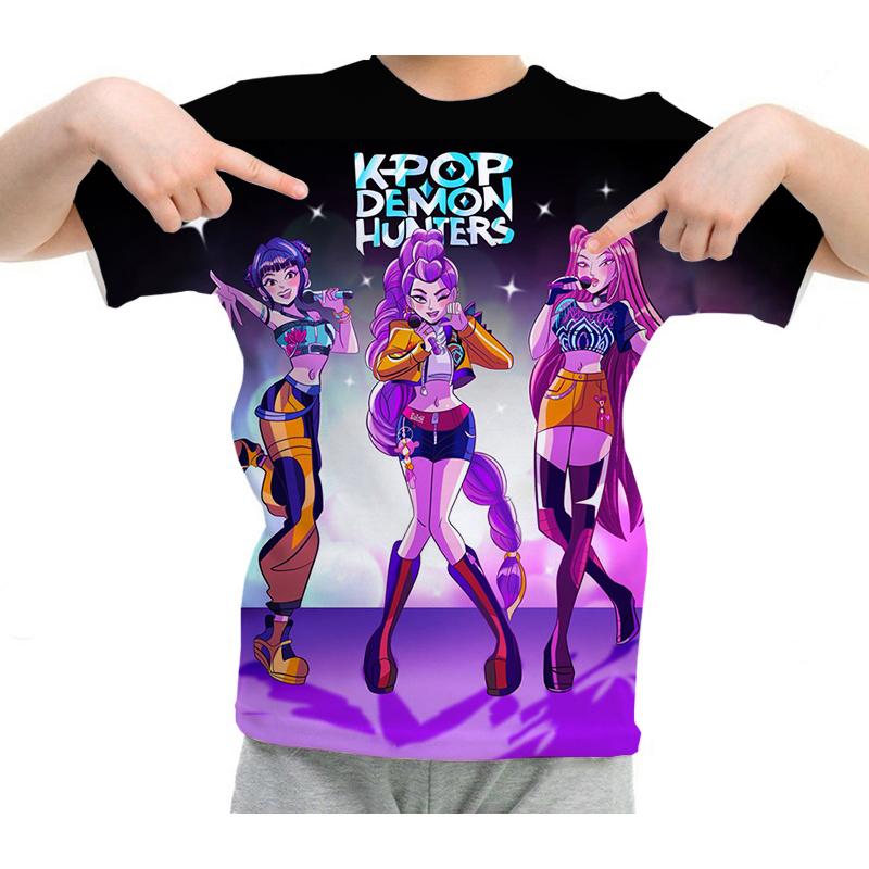 KPop Demon Hunters Cartoon Anime 3D Print T-Shirts Men Women Fashion Streetwear Short Sleeve T Shirt Male Tees Tops Man Clothing