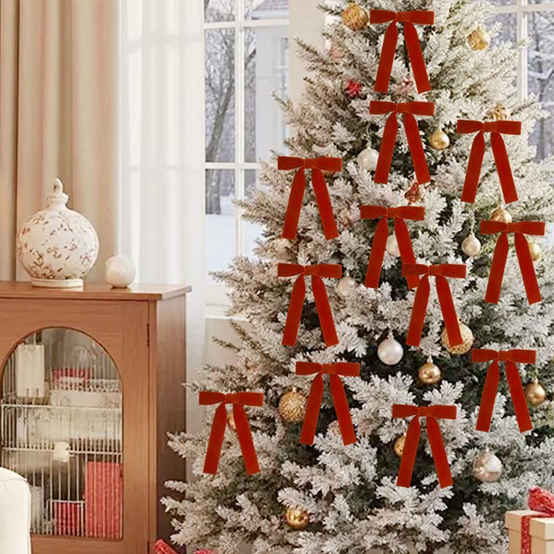 12PCS Velvet Bows Vintage DIY Christmas Tree Decoration Ribbon Bow Cable Tie Gift Wrapping Bows Christmas Decorations Sale 2026