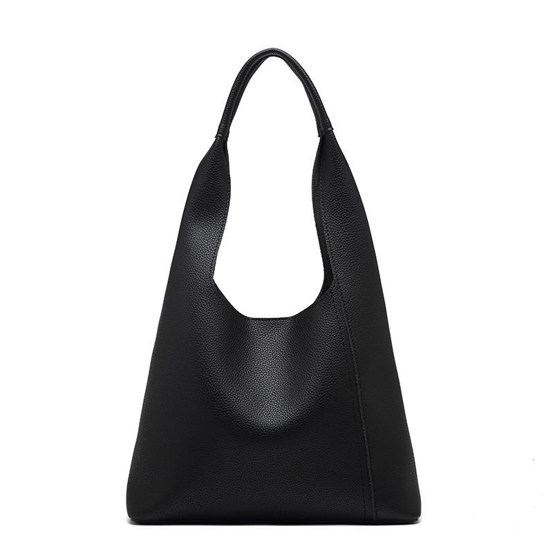 Leather Fleece Simple And Fashionable Shoulder Bucket Bag Commuter Summer Versatile Tote Bag Soft And Portable Student Armpit