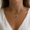 Retro Lucky Eye Necklace Feminine Popular Personality Temperament Stainless Steel Plated 18K Versatile
