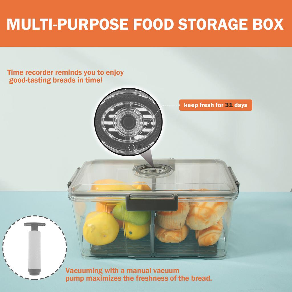 Küchenarbeitsplatte Luftdichte Box Transparent 8Qt Brotlagerbehälter Extra Groß mit Deckelhalter für Hausgemachtes Toastbrot/ Bagel
