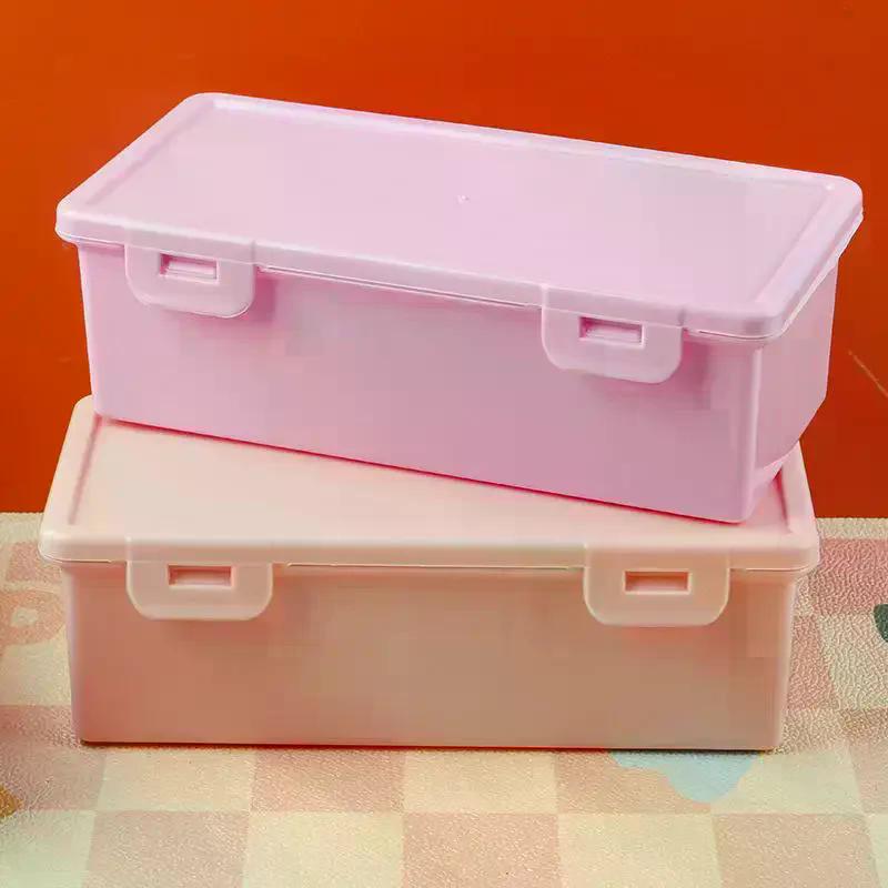 Clear Colorful Pencil Box Large Capacity Plastic Organizer Storage Boxes For School Bulk Stackable Design Office Supplies