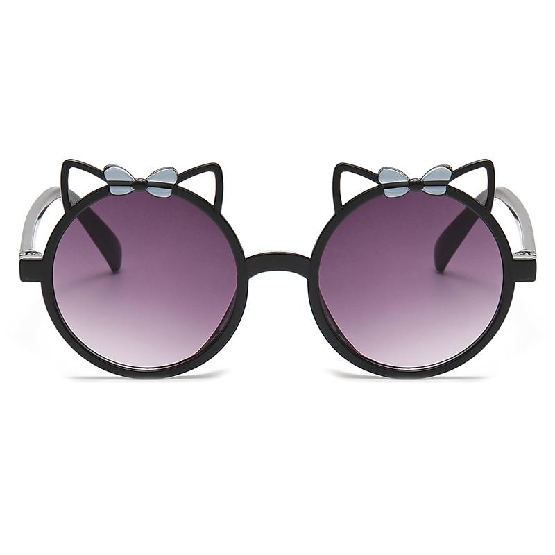 Children's Cartoon Sunshade UV Protection Baby Sunglasses Little Cat Ears Decorative Round Frame Cute Sunglasses