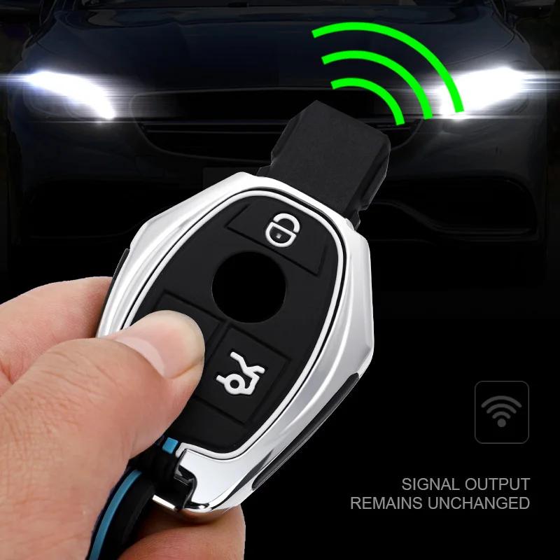 Zinklegierung Vollsilikon Autoschlüsselhülle für Mercedes Benz A B C E Klasse GLS GLA GLK GLC CLS CLA AMG W204 W205 W212 W463 W176