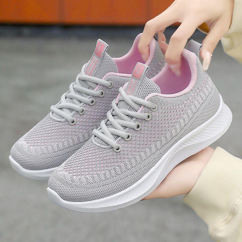 Shoes women's shoes versatile summer casual single shoes hollow breathable running shoes soft sole non-smelly sole sports shoes women