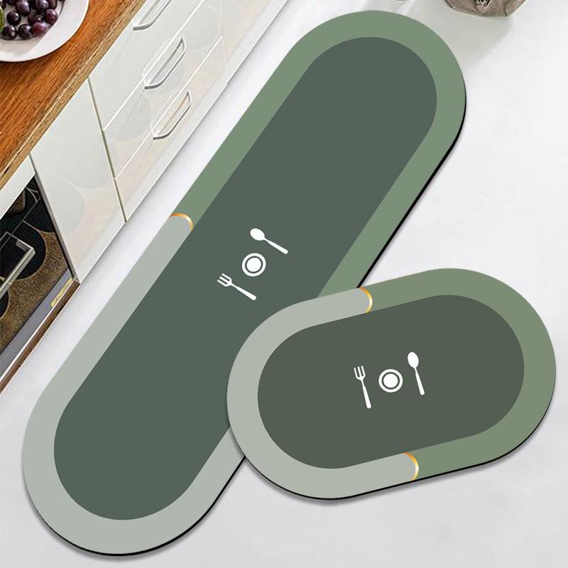 Non-Slip Diatom Mud Kitchen Rug: Solid Color, Oil-Proof, Water-Absorbent, Quick-Drying Floor Mat for Home Use