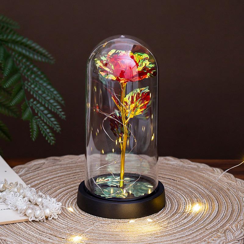 Eternal Flower Glass Cover Luminous Gold Foil Rose Christmas Valentine's Day Gift Creative Night Light Ornament