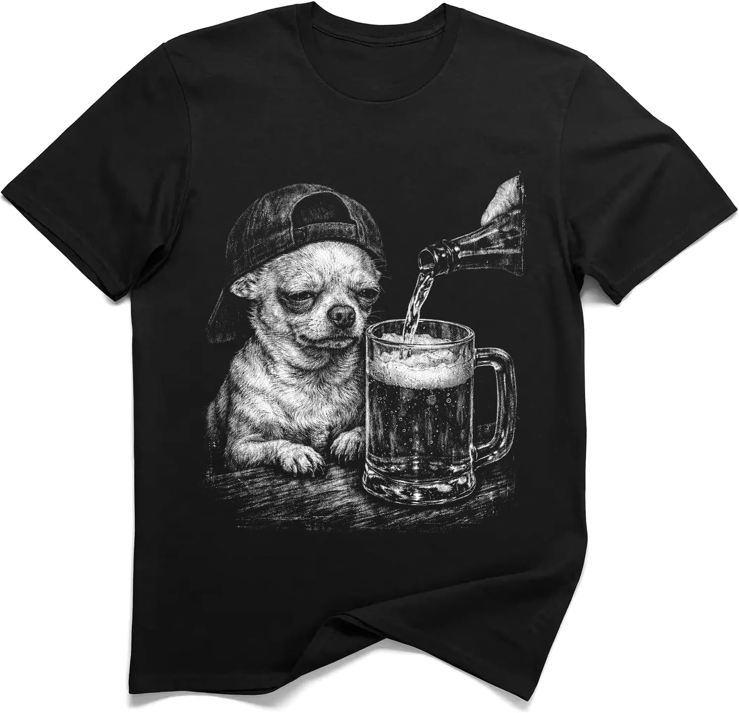 

Funny Tired Chihuahua Drinking Beer Shirt S разноцветный