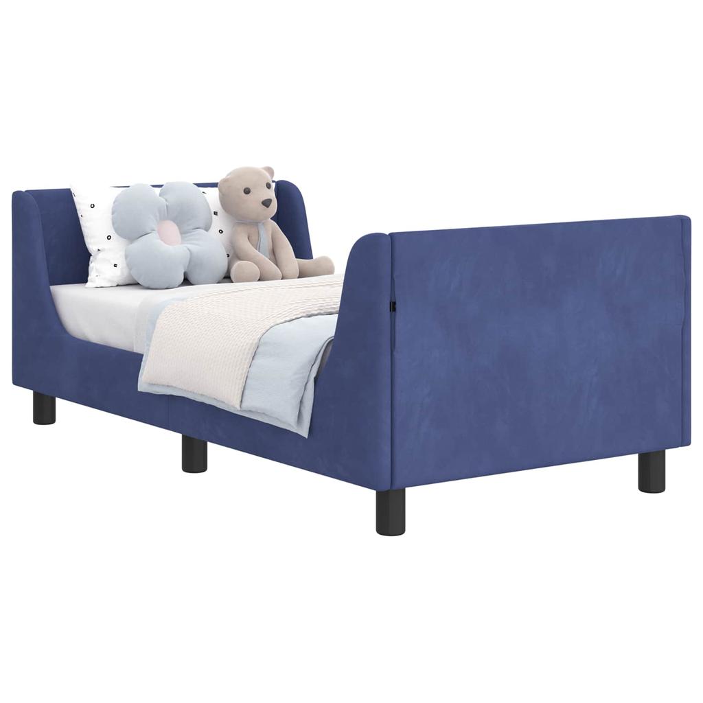 Children S Bed Frame with Headboard Police Blue 80 X 160 Cm Velvet